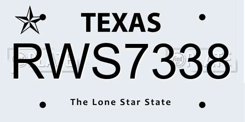 RWS7338 Texas License Plate