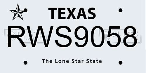 RWS9058 Texas License Plate