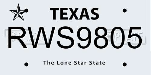 RWS9805 Texas License Plate