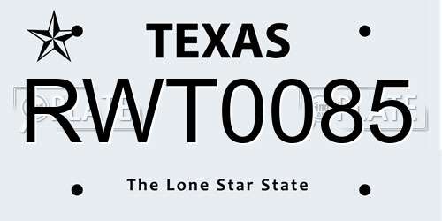 RWT0085 Texas License Plate