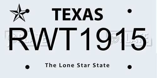 RWT1915 Texas License Plate