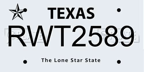 RWT2589 Texas License Plate