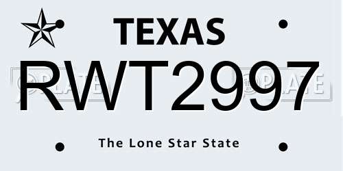 RWT2997 Texas License Plate