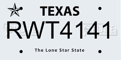 RWT4141 Texas License Plate