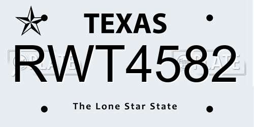RWT4582 Texas License Plate