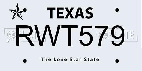 RWT579 Texas License Plate