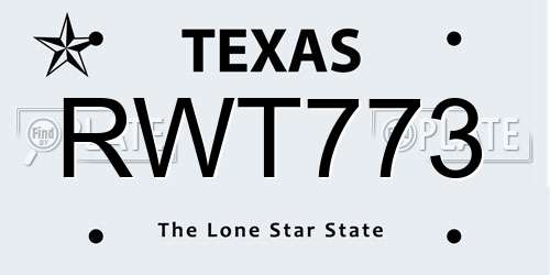 RWT773 Texas License Plate