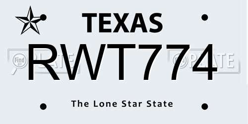 RWT774 Texas License Plate