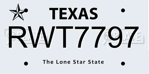 RWT7797 Texas License Plate