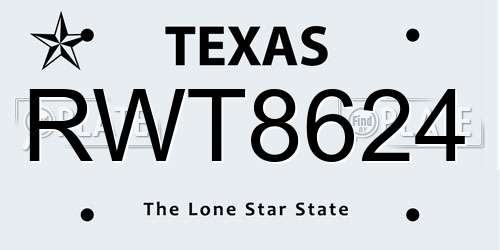 RWT8624 Texas License Plate