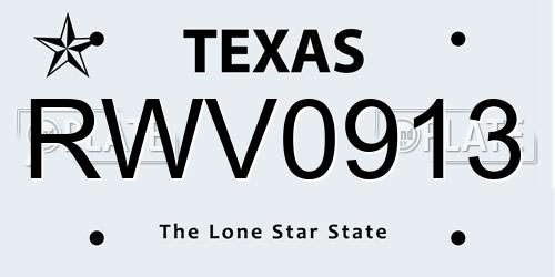 RWV0913 Texas License Plate