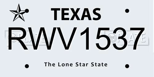 RWV1537 Texas License Plate