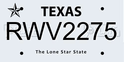 RWV2275 Texas License Plate