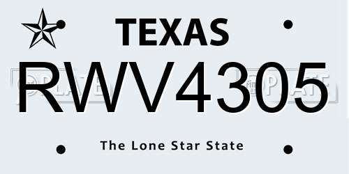 RWV4305 Texas License Plate