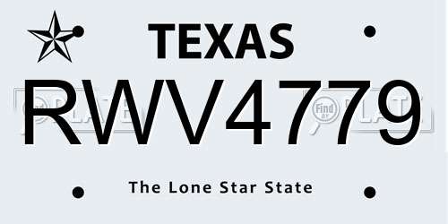 RWV4779 Texas License Plate
