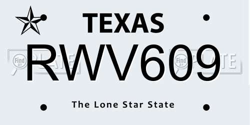 RWV609 Texas License Plate