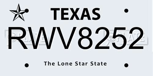 RWV8252 Texas License Plate
