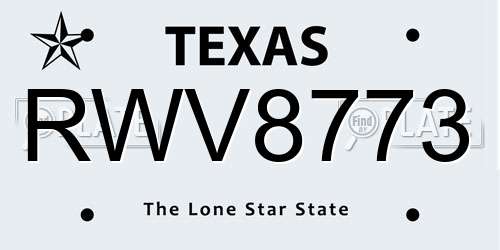 RWV8773 Texas License Plate