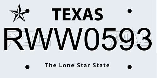 RWW0593 Texas License Plate