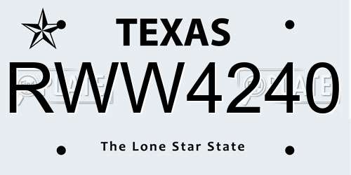 RWW4240 Texas License Plate