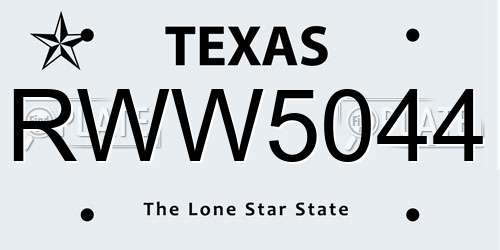 RWW5044 Texas License Plate
