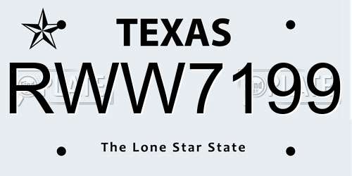RWW7199 Texas License Plate