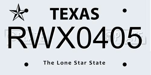 RWX0405 Texas License Plate