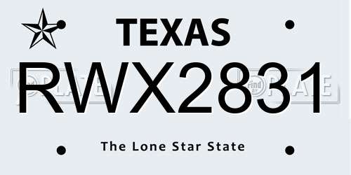 RWX2831 Texas License Plate