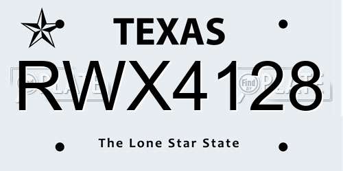 RWX4128 Texas License Plate