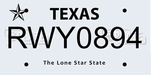 RWY0894 Texas License Plate