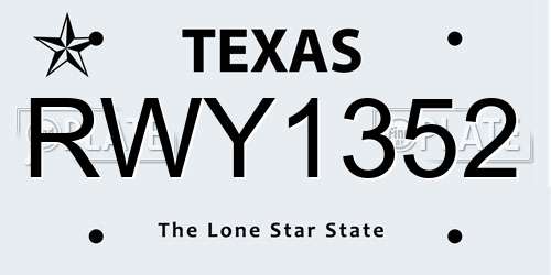 RWY1352 Texas License Plate