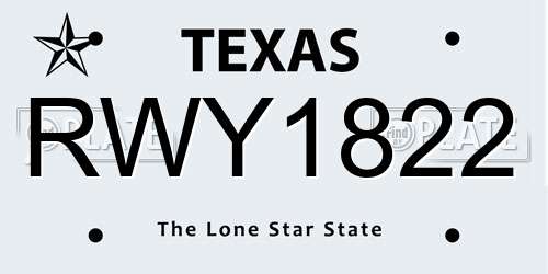 RWY1822 Texas License Plate