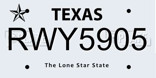 RWY5905 Texas License Plate