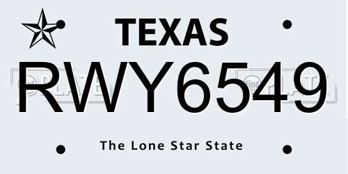 RWY6549 Texas License Plate