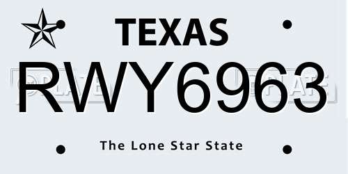RWY6963 Texas License Plate