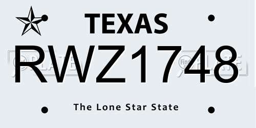 RWZ1748 Texas License Plate