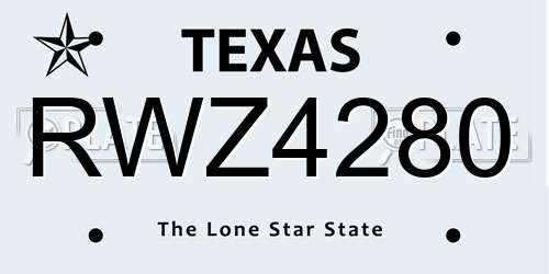 RWZ4280 Texas License Plate