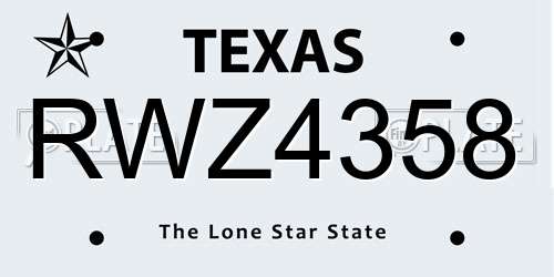 RWZ4358 Texas License Plate