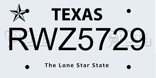 RWZ5729 Texas License Plate