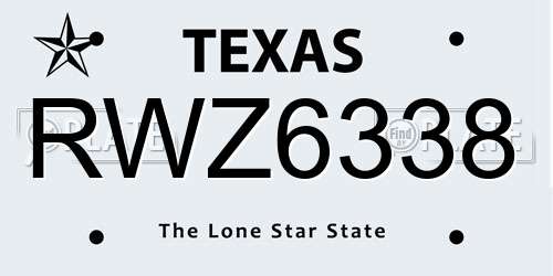 RWZ6338 Texas License Plate