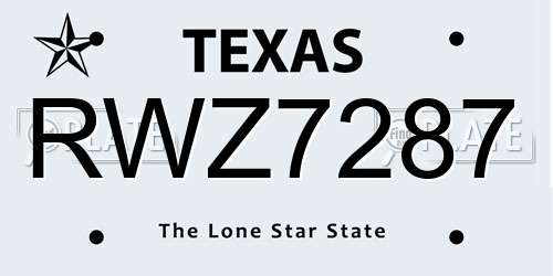 RWZ7287 Texas License Plate