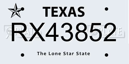 RX43852 Texas License Plate