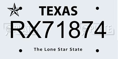 RX71874 Texas License Plate
