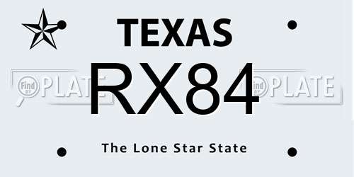 RX84 Texas License Plate