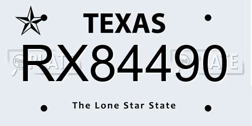 RX84490 Texas License Plate