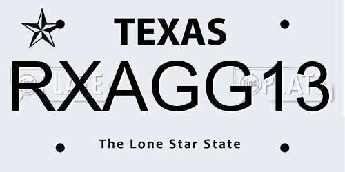 RXAGG13 Texas License Plate