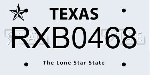 RXB0468 Texas License Plate