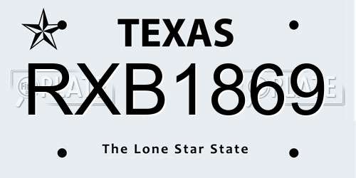 RXB1869 Texas License Plate