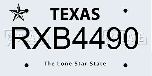 RXB4490 Texas License Plate