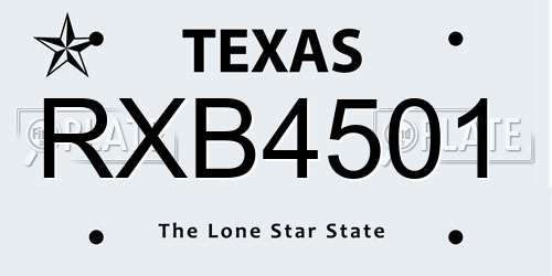 RXB4501 Texas License Plate